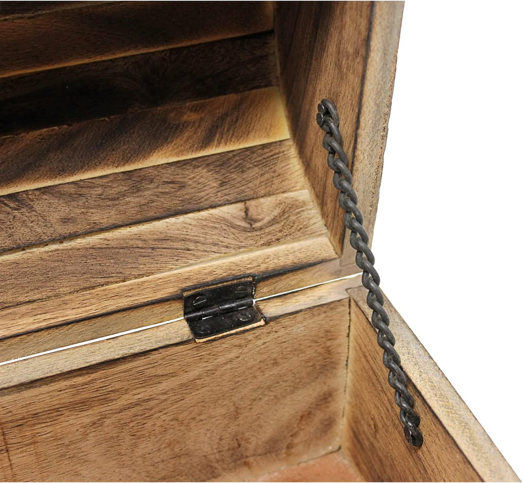 Pirate Treasure Chest with Iron Lock and Skeleton Key Wooden Storage Box A84938