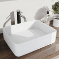 White Rectangular Vessel Bathroom Sink with Chrome Faucet and Pop-Up Drain D8695