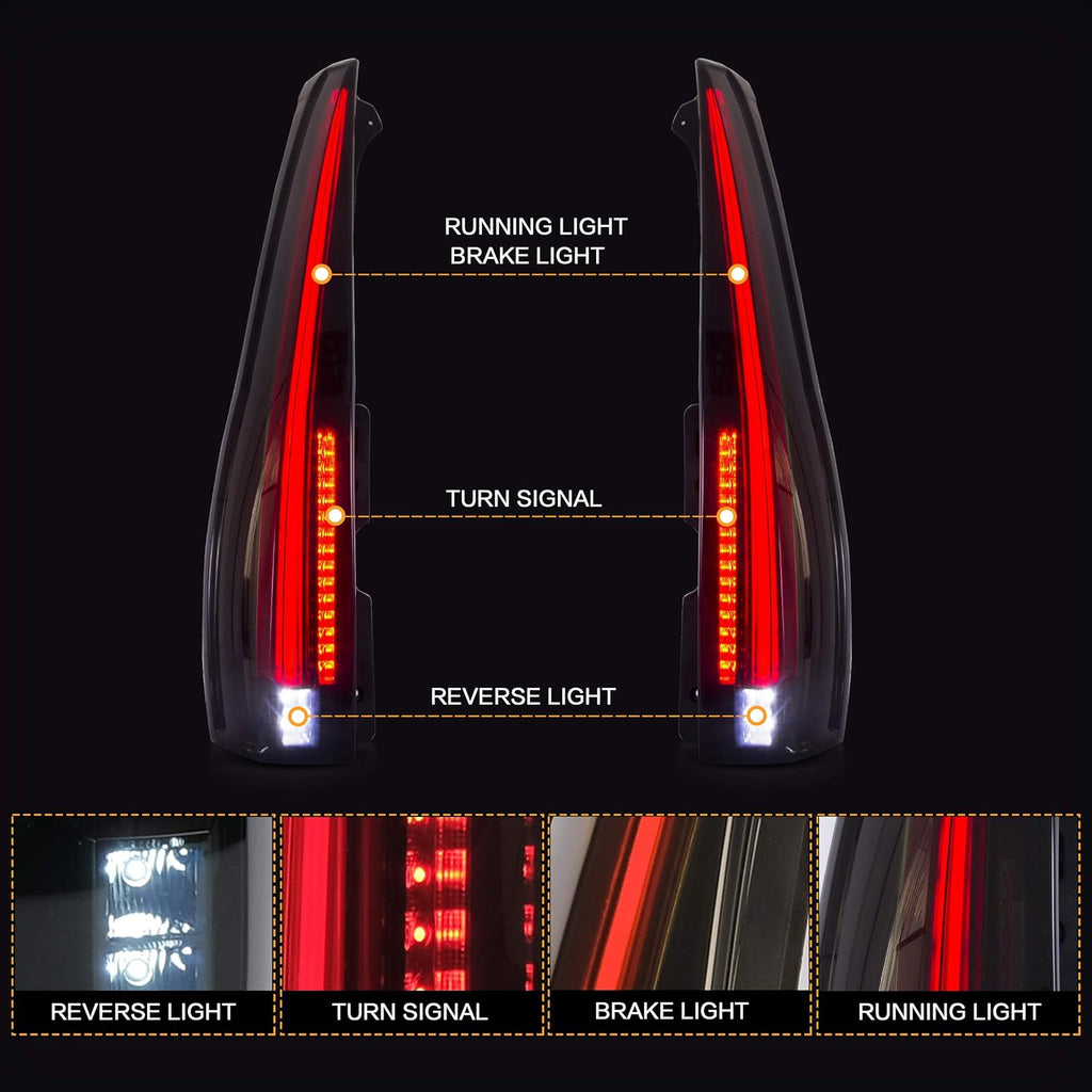 Smoked Tail Light Assembly for 2007-2014 Cadillac Escalade ESV 3rd Gen SUV M962