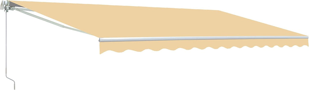 Retractable 13x10 Feet Motorized White Frame Patio Awning with Polyester Canopy E27836