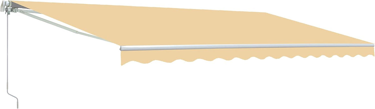 Retractable 13x10 Feet Motorized White Frame Patio Awning with Polyester Canopy E27836