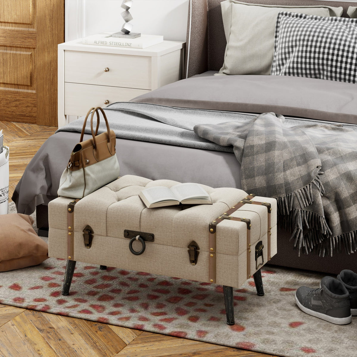 Modern Upholstered Storage Ottoman V760536