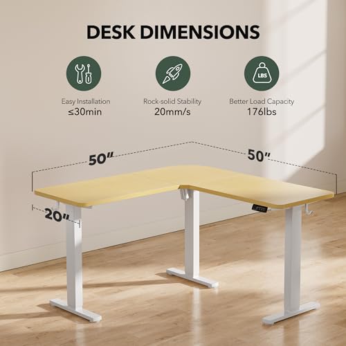 White L Shaped Electric Height Adjustable Desk K71612