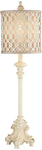 Ivory Off White Metal Candlestick Buffet Table Lamp 34" Tall G434868