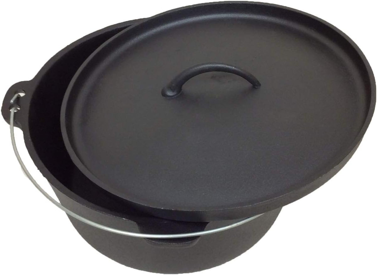 Pre-seasoned 16 Quart Cast Iron Dutch Oven with 3 legs and Lip Lid U258222