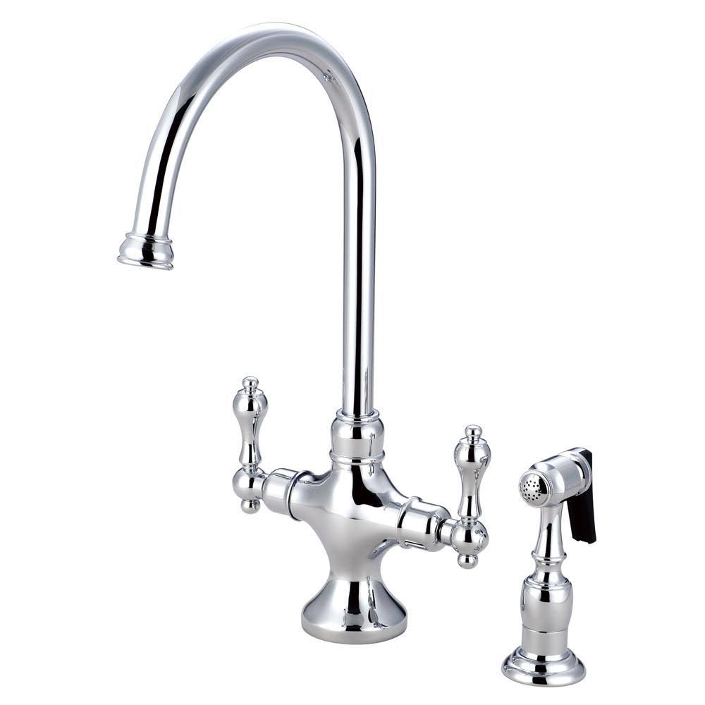 Vintage Double Handle Kitchen Faucet with Side Sprayer Oil Rubbed Bronze R49901