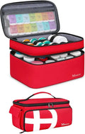 Medicine Organizer Bag and Medical Travel Bag with Multi Pockets, Red A479