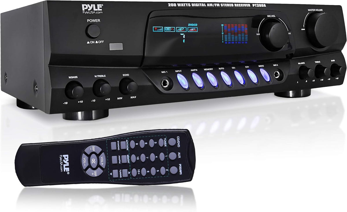 200W Stereo Receiver Amplifier with AM FM Tuner and 2 Microphone Input W8836
