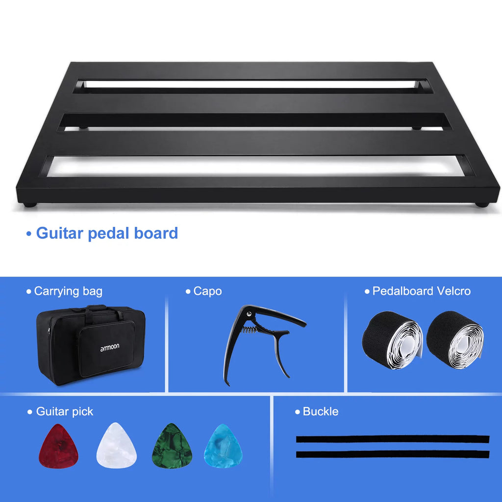 Large Aluminum Alloy Guitar Effect Pedal Board with Carry Bag O9565