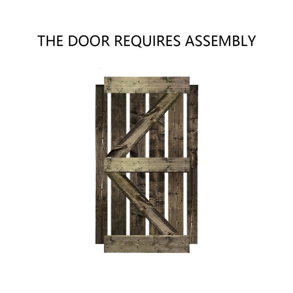 Carbon Gray Solid Pine Wood Interior Sliding Barn Door X93621