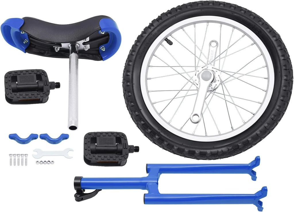 24 Unicycle 1 Wheel Bike Adjustable Height Blue V8394