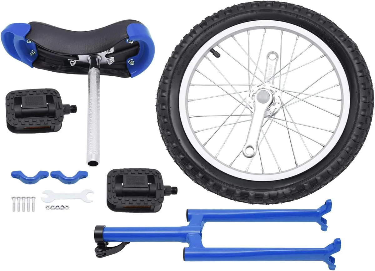 24 Unicycle 1 Wheel Bike Adjustable Height Blue V8394