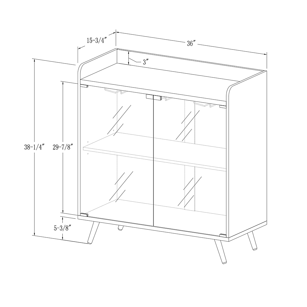 Dark Walnut Bar Cabinet with Glass Doors B939497