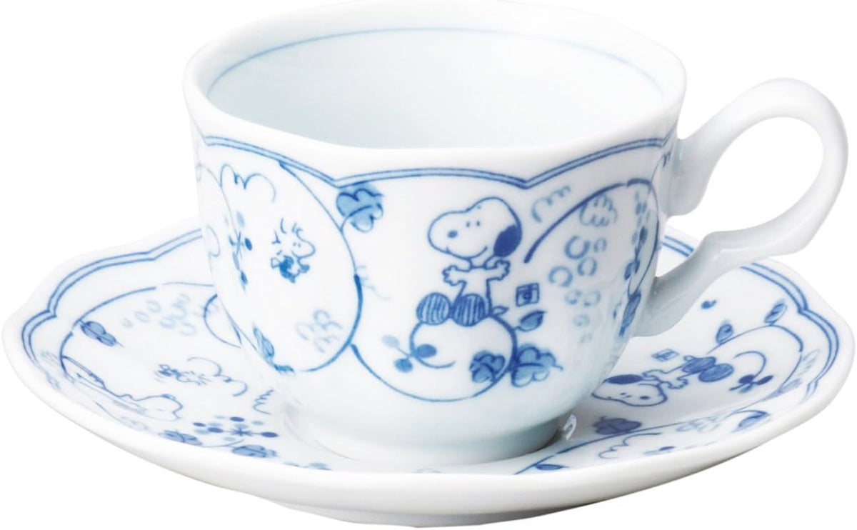 Blue and White Tea Cup and Saucer Set U8010