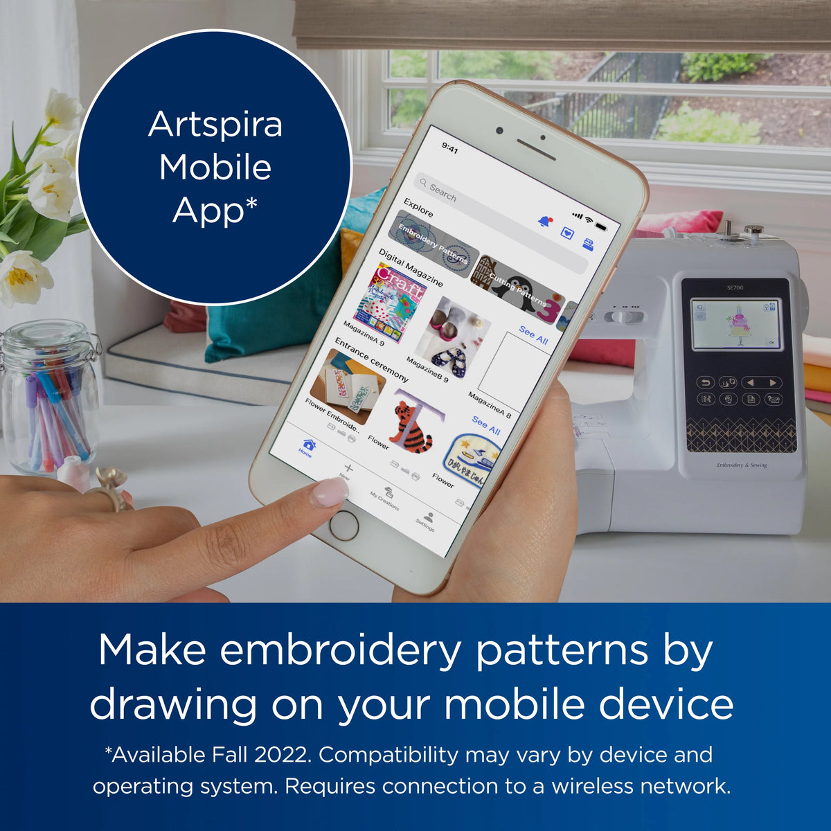 Computerized Sewing & Embroidery Machine with Built-in Designs & Wireless Connectivity L202
