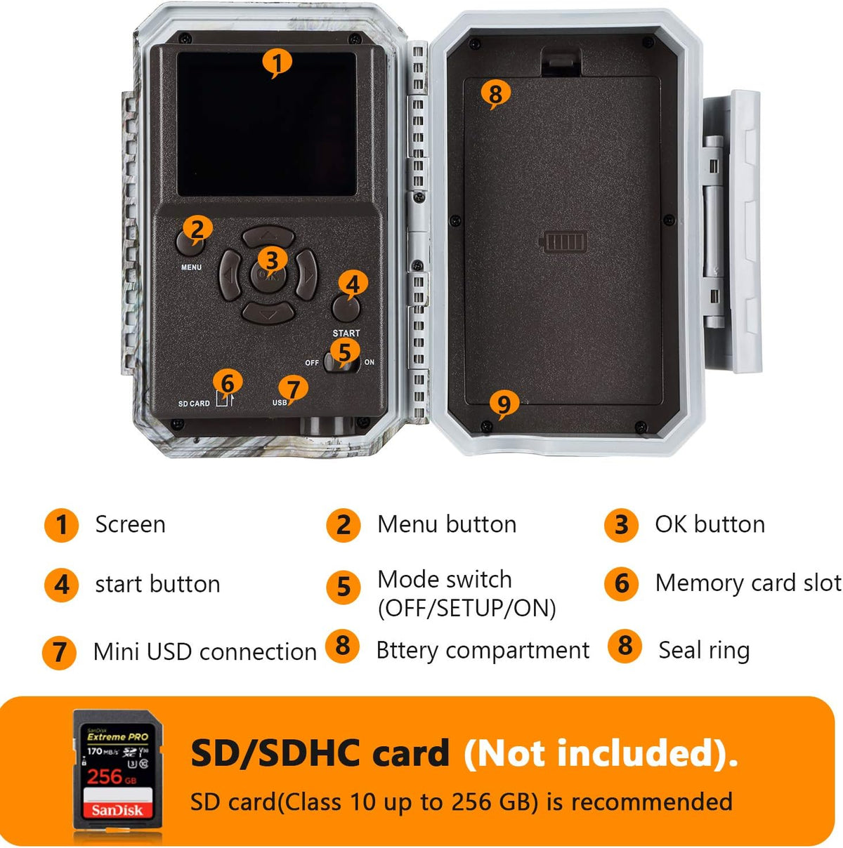 24MP 1296P No Glow Night Vision Waterproof Trail Game Camera Pack of 2 B534