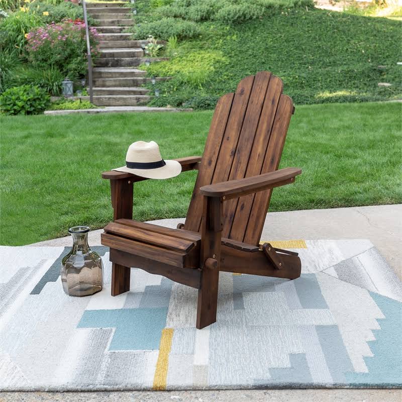 2 Piece Acacia Adirondack Chair Patio Set Dark Brown Z227228