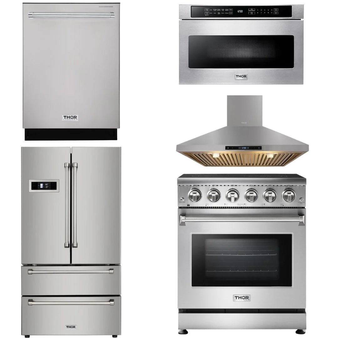 30 inch Electric Range, Range Hood, Microwave, Refrigerator, Dishwasher V395816