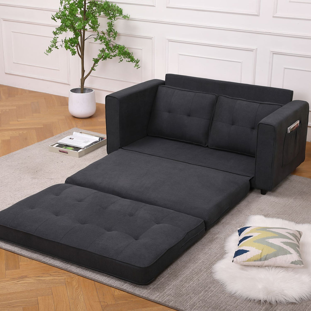 Fabric Sleeper Sofa 3-in-1 Pull Out Bed Folding Sofa R558