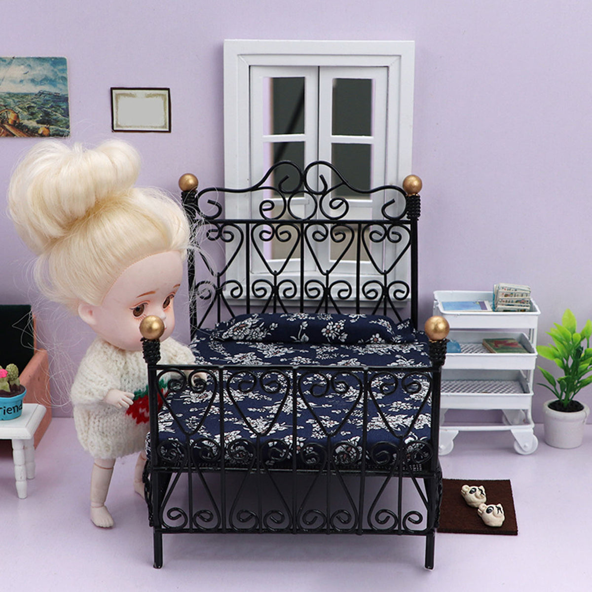 Metal Dollhouse Double Bed W56122