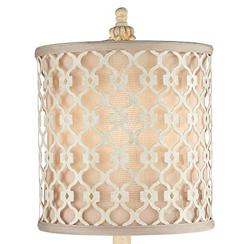 Ivory Off White Metal Candlestick Buffet Table Lamp 34" Tall G434868