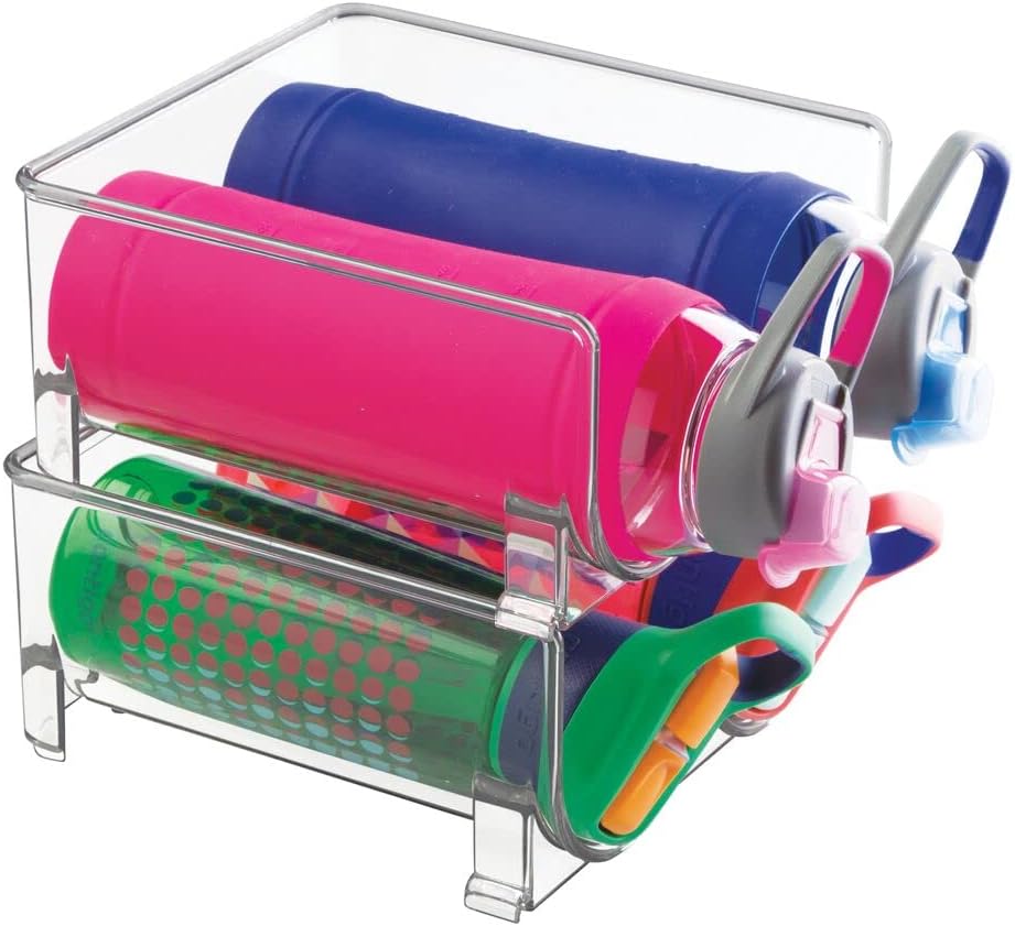 Plastic Free-Standing Stackable 3 Bottle Storage Rack - 2 Pack - Blue Tint Q833711