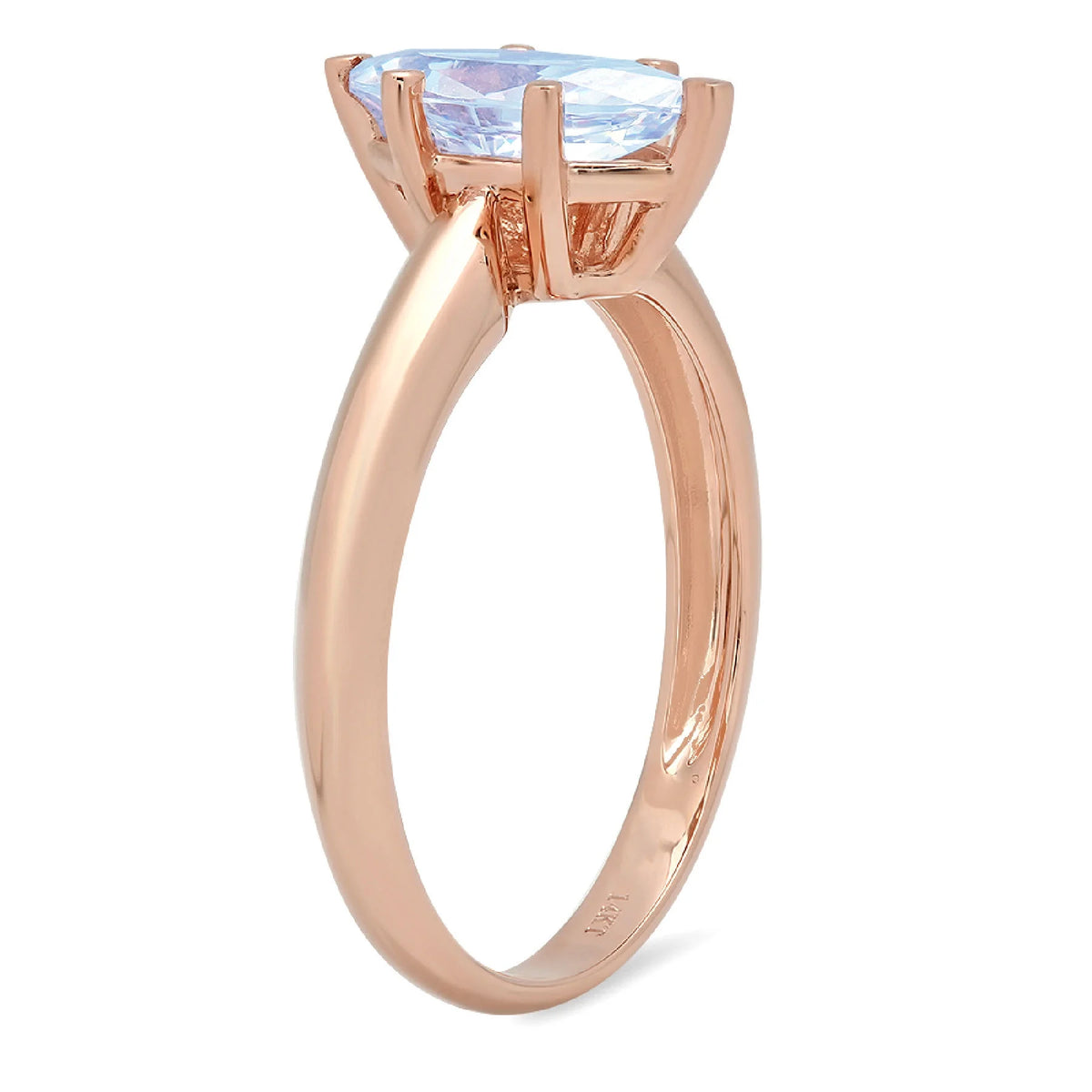 Marquise Cut Blue Topaz 18k Rose Gold Solitaire Ring U824