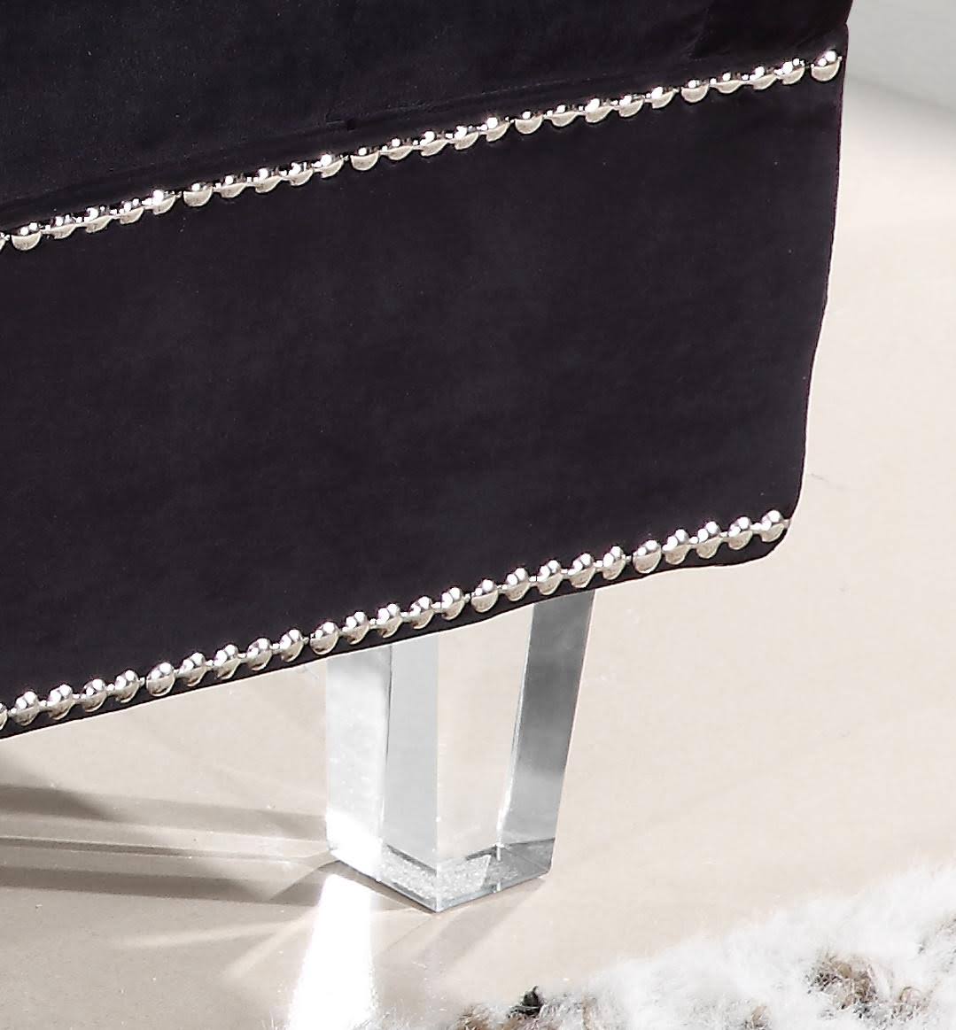 Black Velvet Ottoman L676