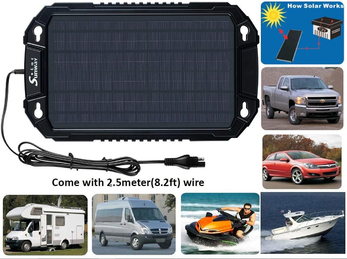 12V 8W Portable Waterproof Solar Car Battery Trickle Charger I733367