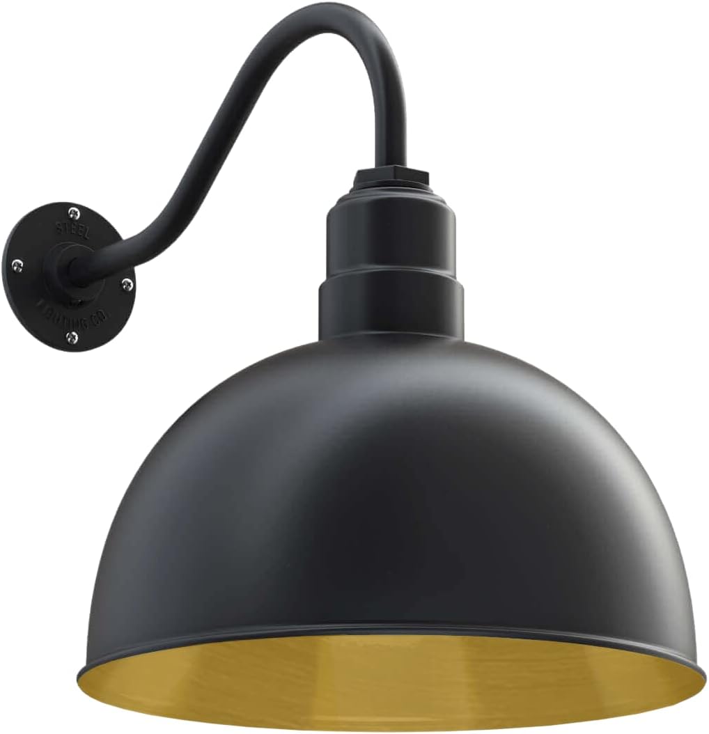 15 inch Bowl Dome Gooseneck Outdoor Wall Mounted Barn Light A46573