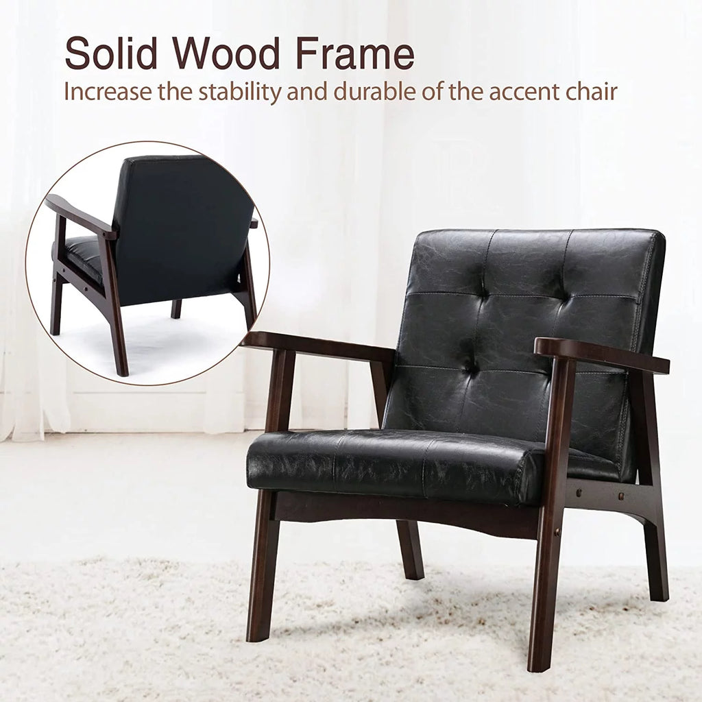 Black Leather Upholstered Accent Chair L360565