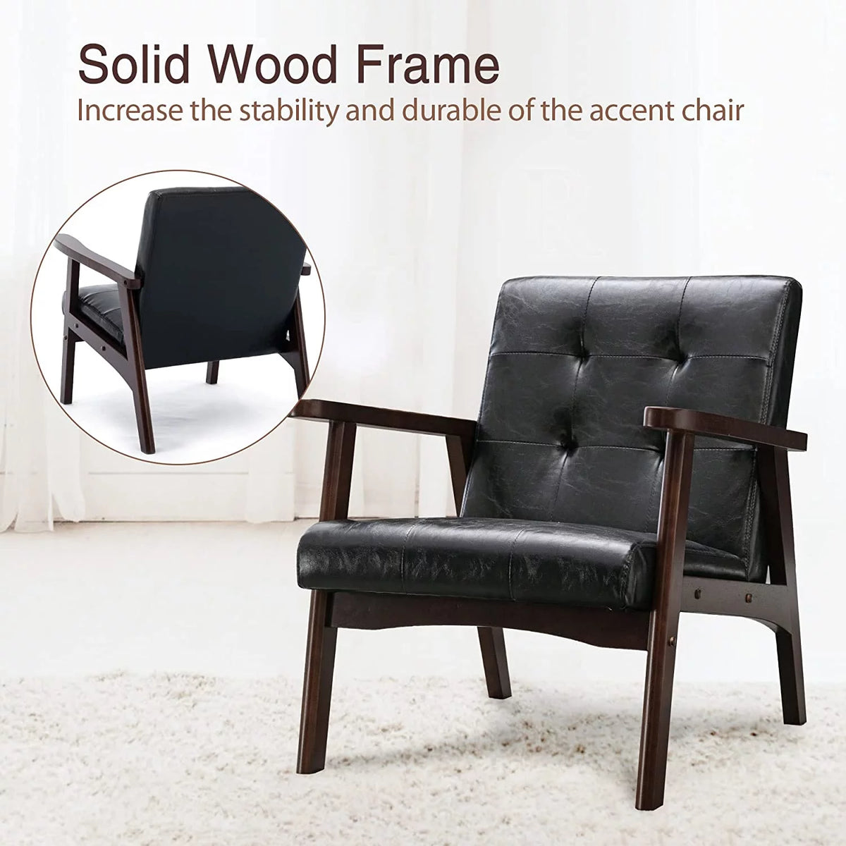 Black Leather Upholstered Accent Chair L360565