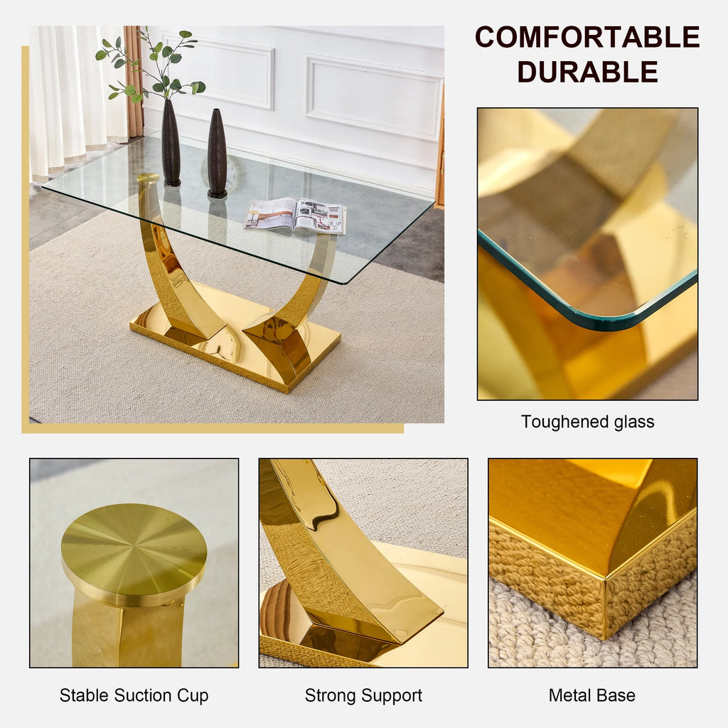 Glass Dining Table with Metal Legs Q88587
