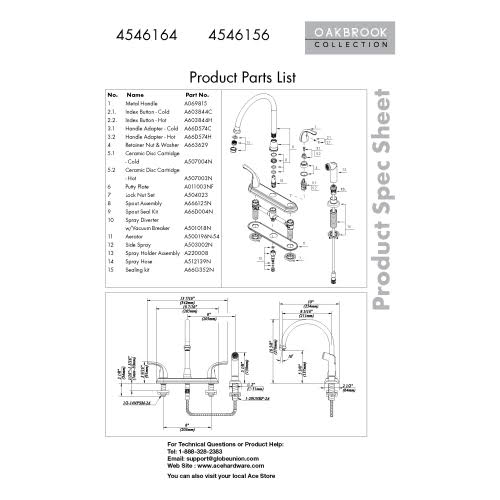 Brushed Nickel Two Handle Kitchen Faucet Side Spray J462842