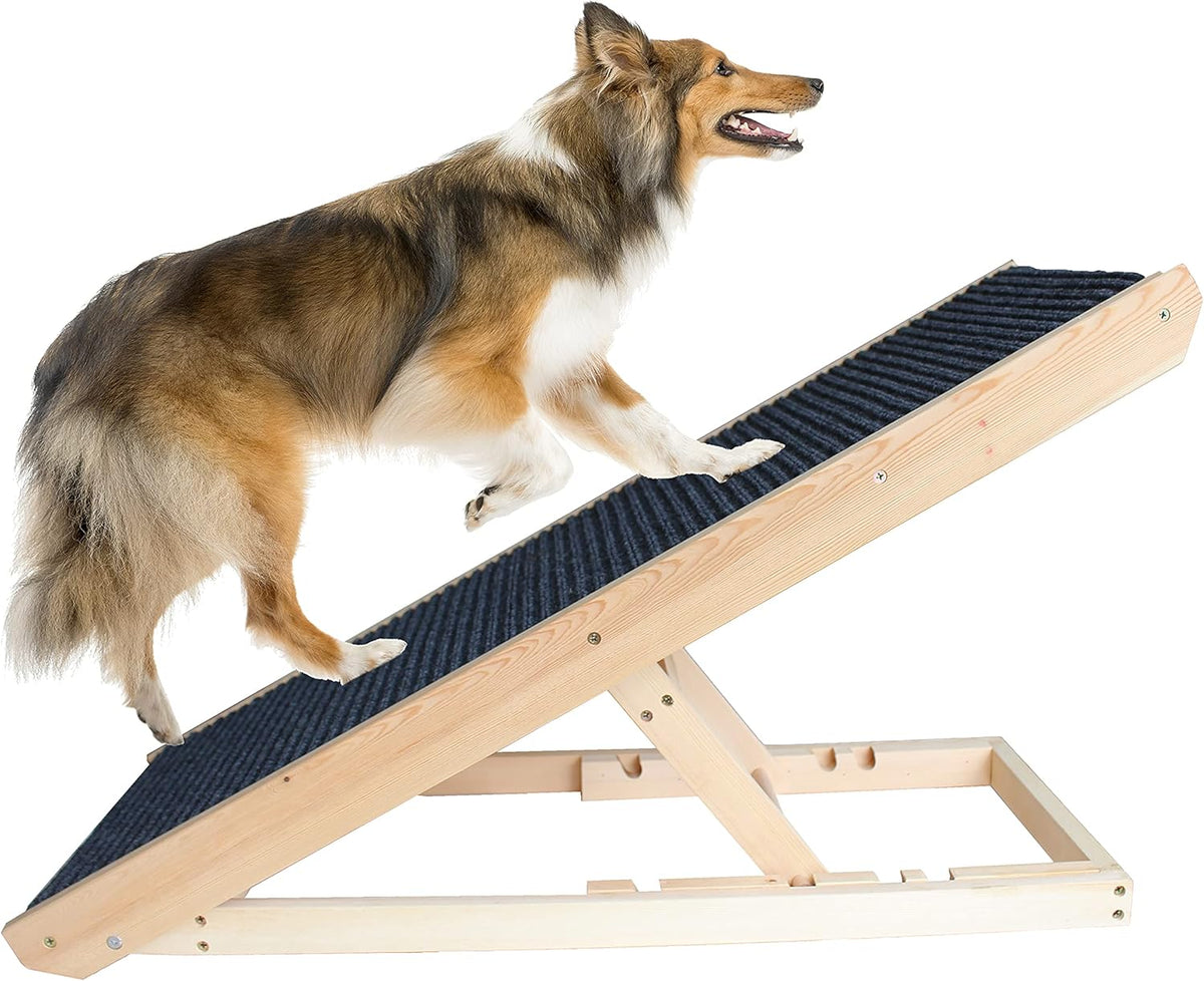 Grey Wood Adjustable Non-Slip Pets Ramp V200