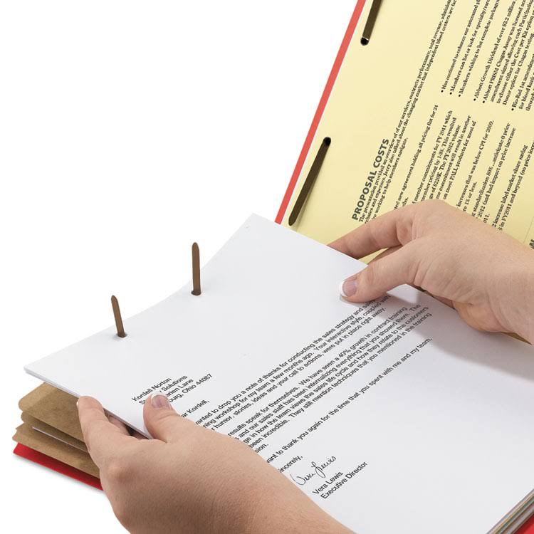 Bright Red Letter Size Classification Folders with Fasteners, 10/Box X8967