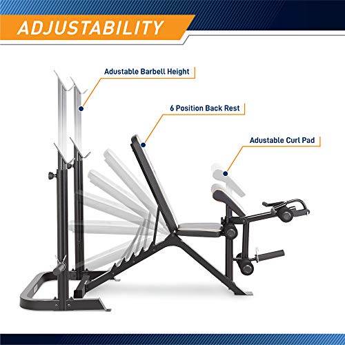 White/Black Olympic Workout Bench with Weight Rack Storage P86453