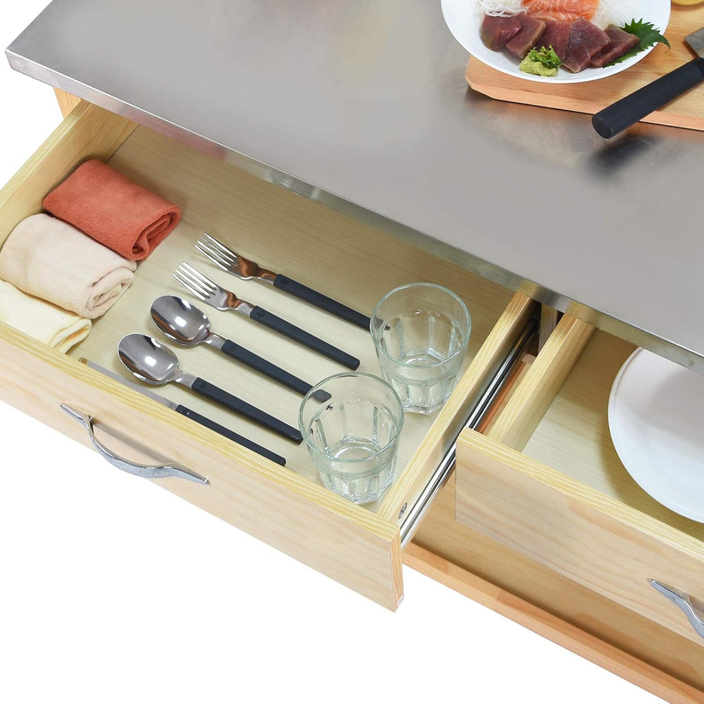Kitchen Island Cart with Wheels Stainless Steel Counter Top 3 Tier Rolling A6754