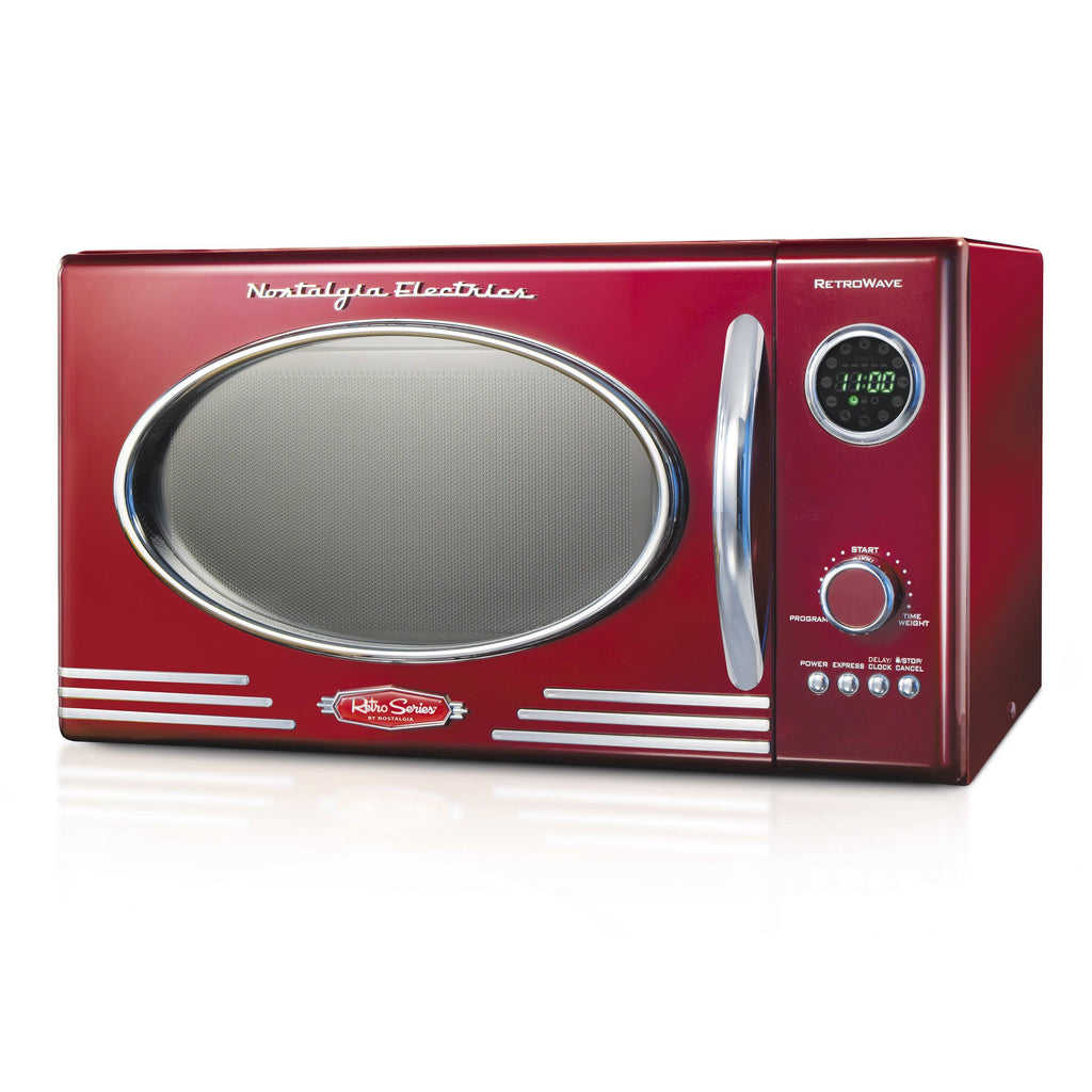 Retro 0.9 Cu ft Countertop Microwave Oven Metallic Red N12466