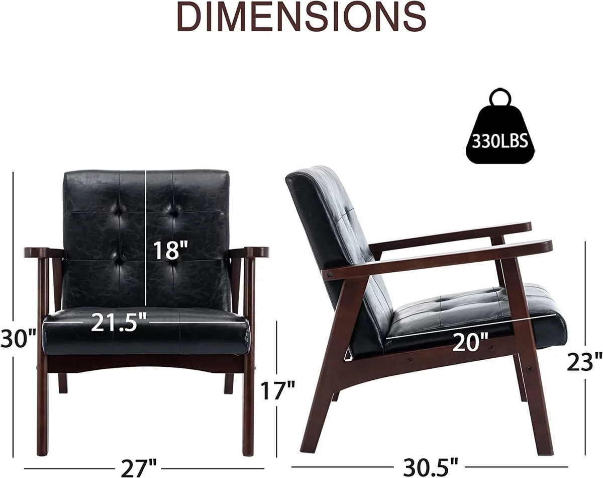 Black Leather Upholstered Accent Chair L360565