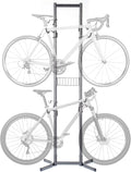 4 Bike Rack Garage - Bike Storage Rack with Basket - Vertical Bike Rack - Freestanding Wall Bike Rack Holds Up to 160 lbs Z904553
