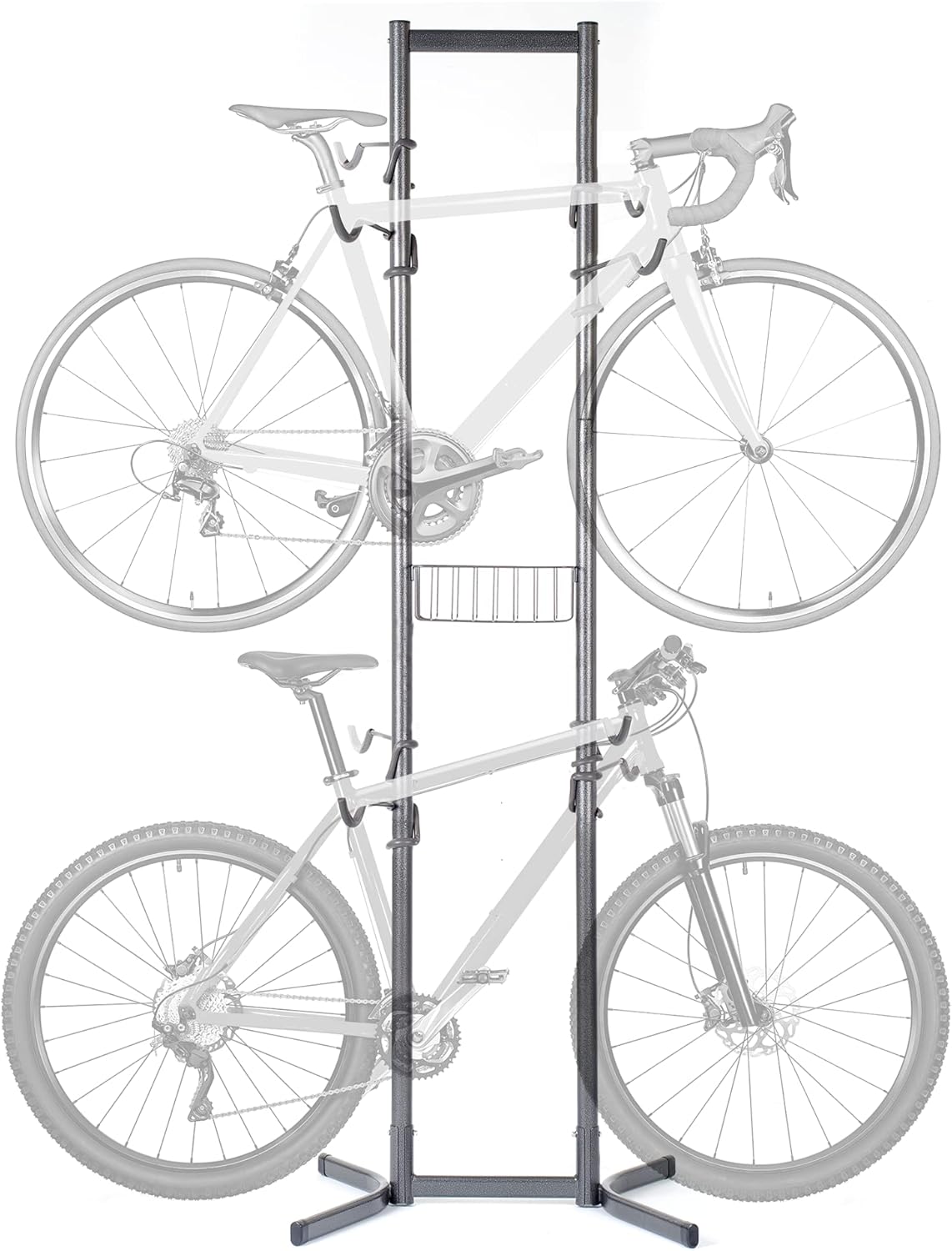 4 Bike Rack Garage - Bike Storage Rack with Basket - Vertical Bike Rack - Freestanding Wall Bike Rack Holds Up to 160 lbs Z904553