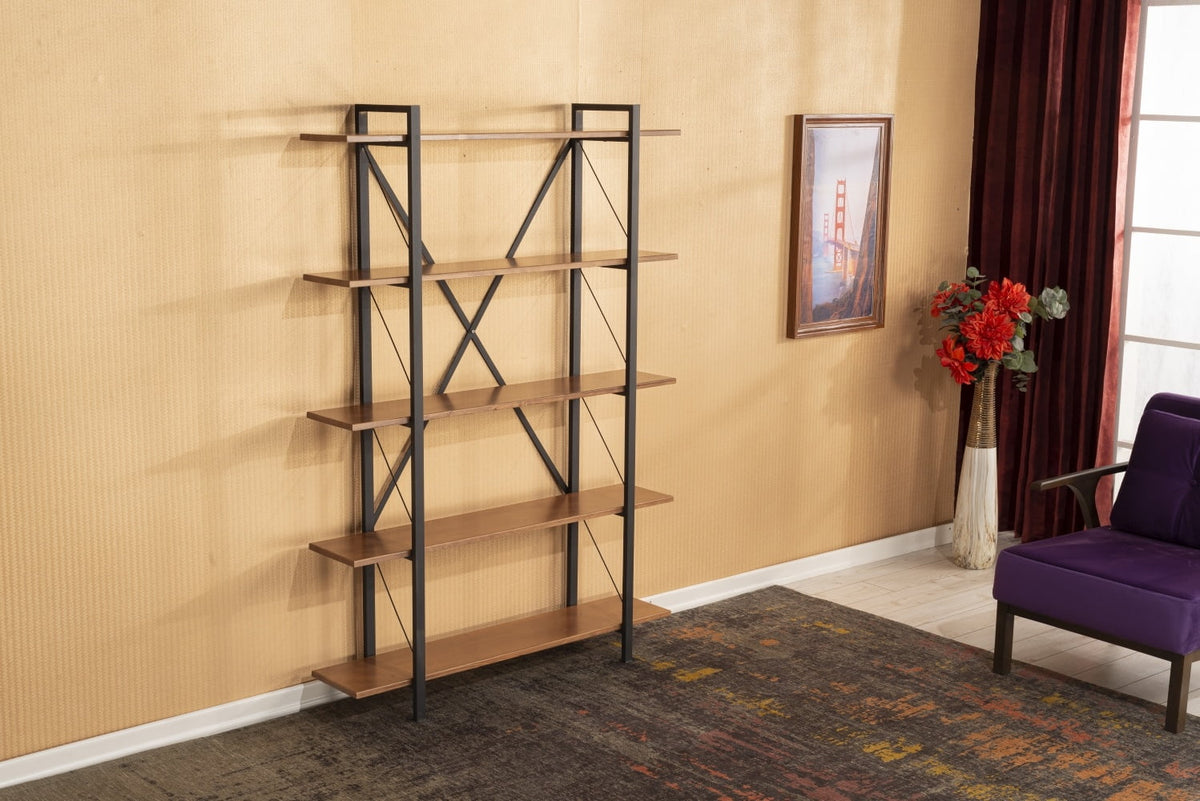 5 Tier Solid Wood Bookcase K658861