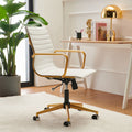 White Leather Adjustable Swivel Office Chair P9608
