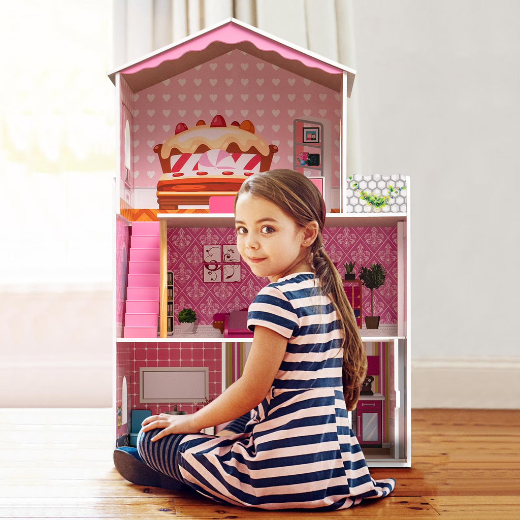 Dollhouse Kit with Accessories and Furniture, 31.1'' x 11.4'' x 42.5'' R930538