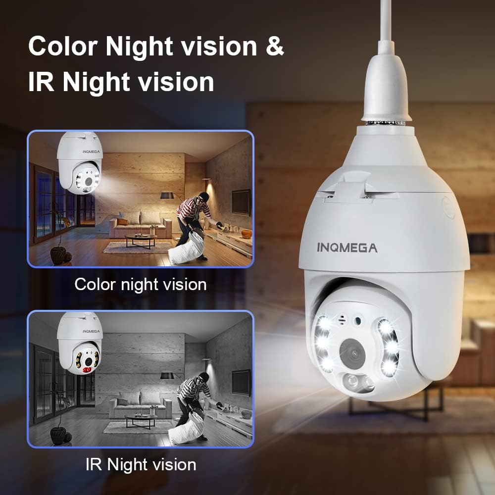 2K 3.0MP Light Bulb Camera with E27 Connector, PTZ Security Camera, Night Vision, WiFi IP Camera Pack of 2 S30556