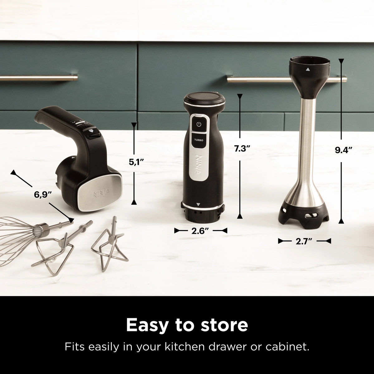 Black Hand Blender and Hand Mixer Combo with Whisk and Beaters R527