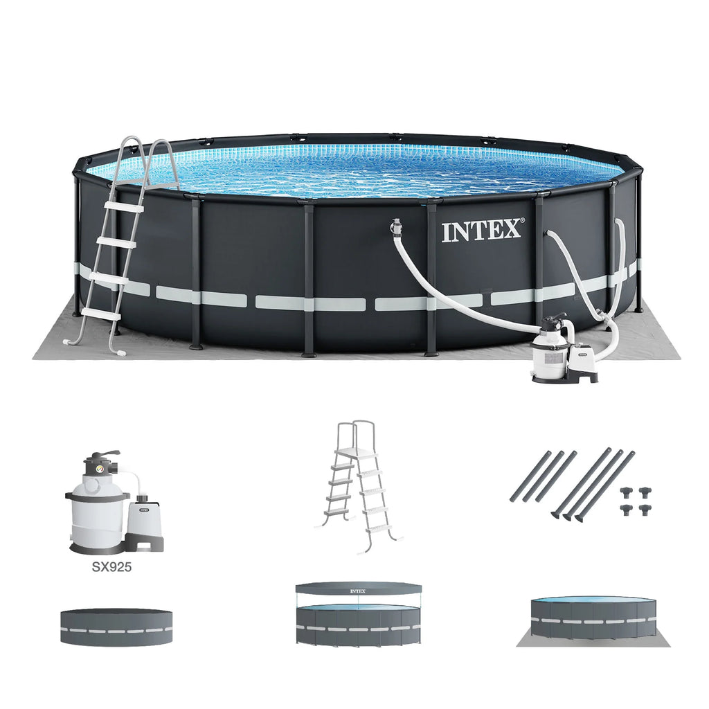 Round Frame Above Ground Swimming Pool with Sand Filter Pump A85355