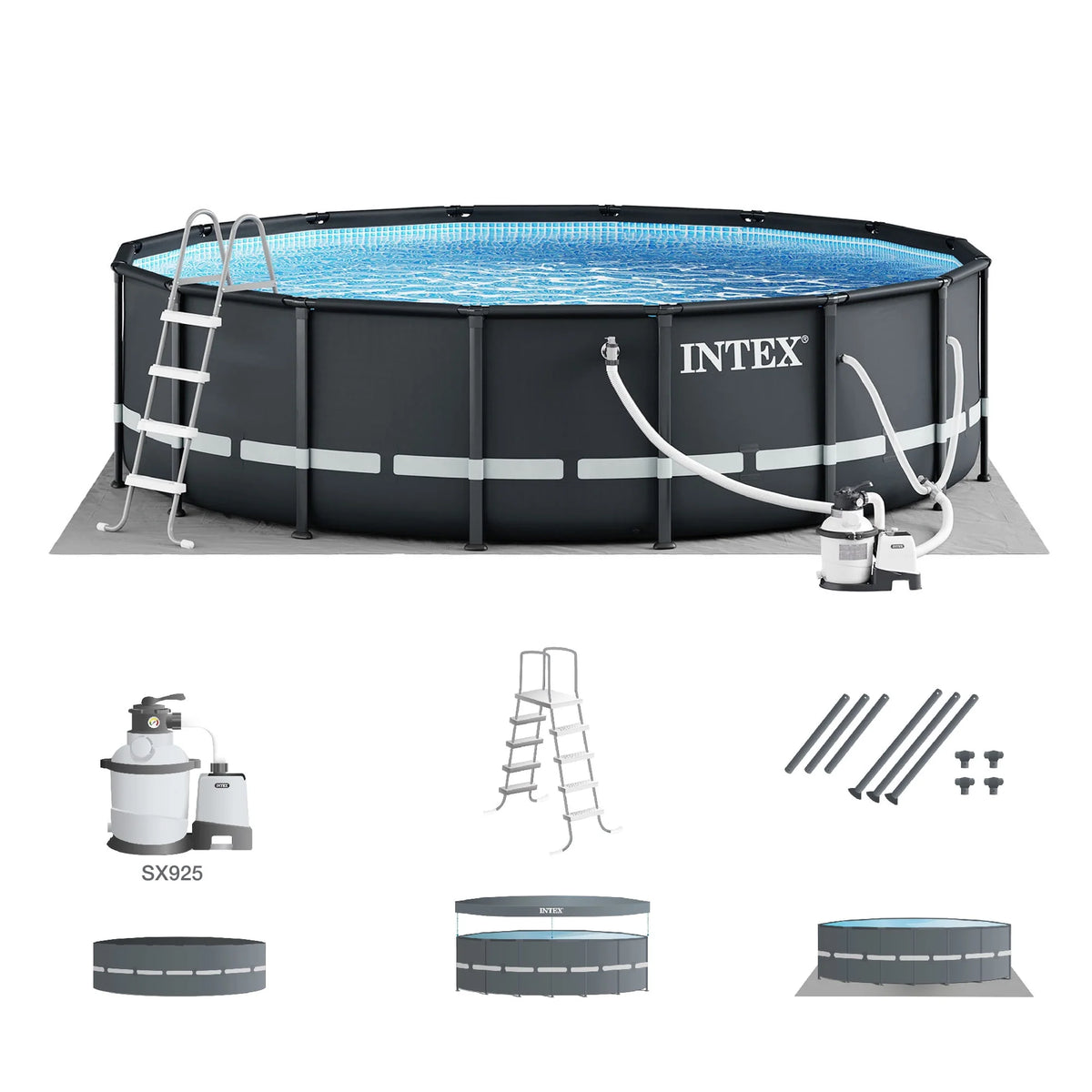 Round Frame Above Ground Swimming Pool with Sand Filter Pump A85355