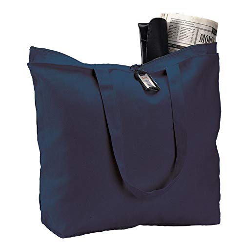 6 Pack Large Canvas Tote Bag with Zippered Closure Q996949